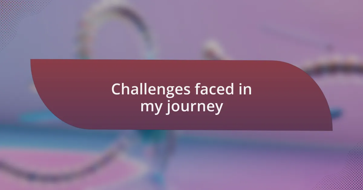 Challenges faced in my journey