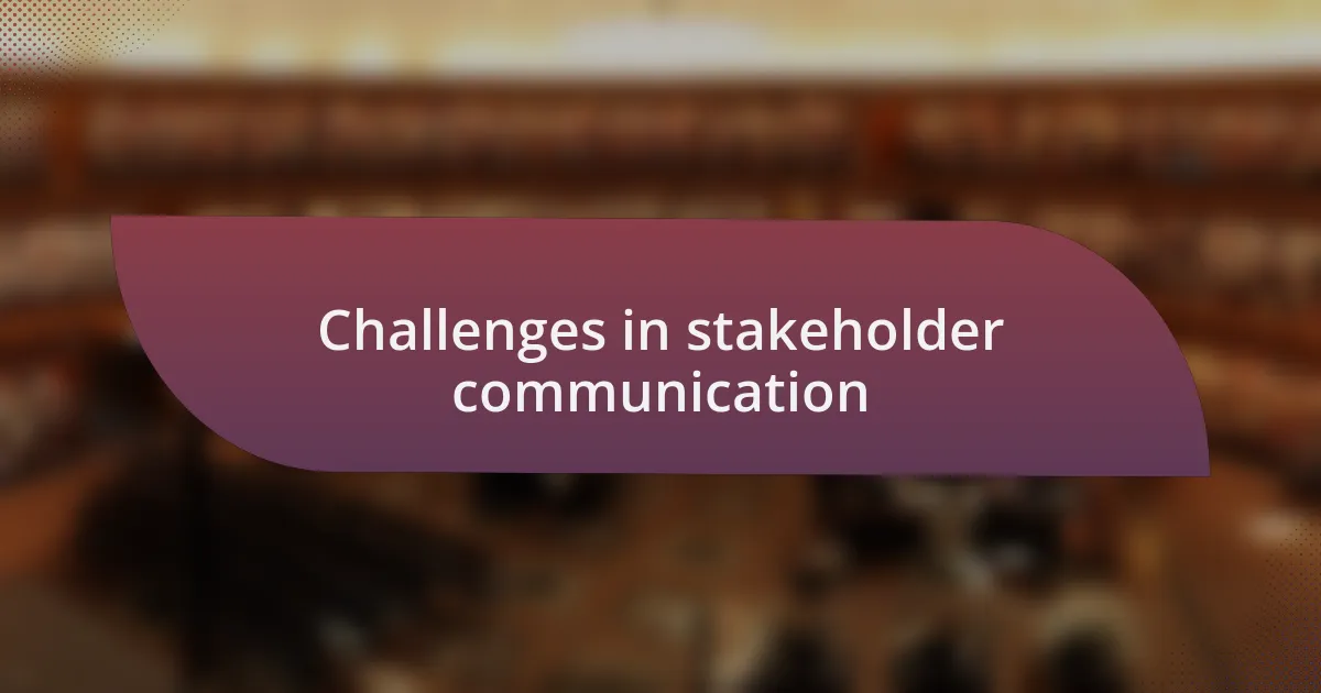 Challenges in stakeholder communication