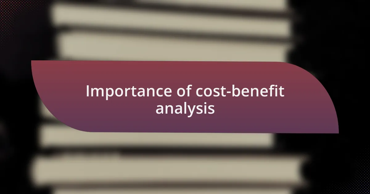 Importance of cost-benefit analysis