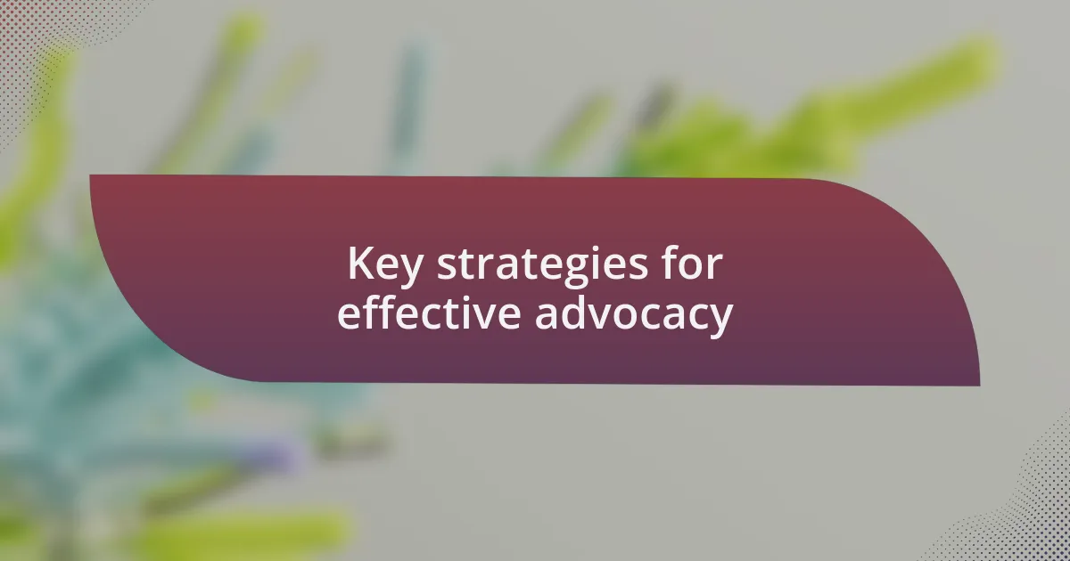 Key strategies for effective advocacy