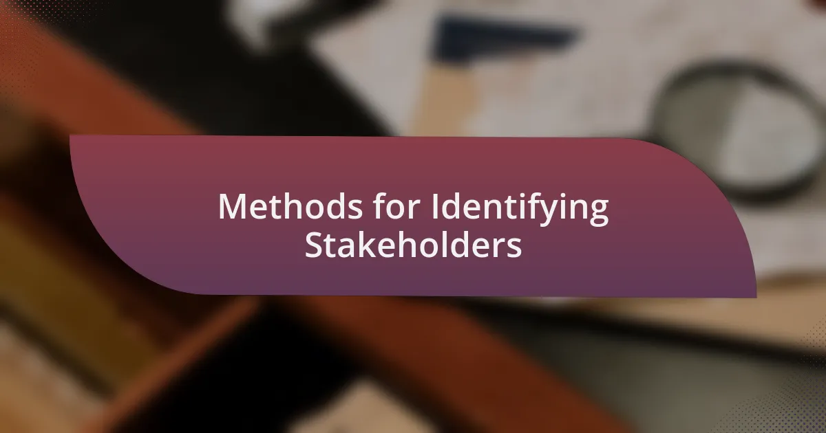 Methods for Identifying Stakeholders