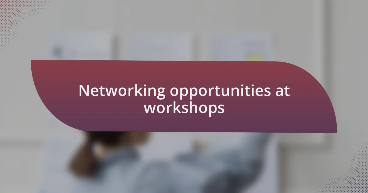 Networking opportunities at workshops