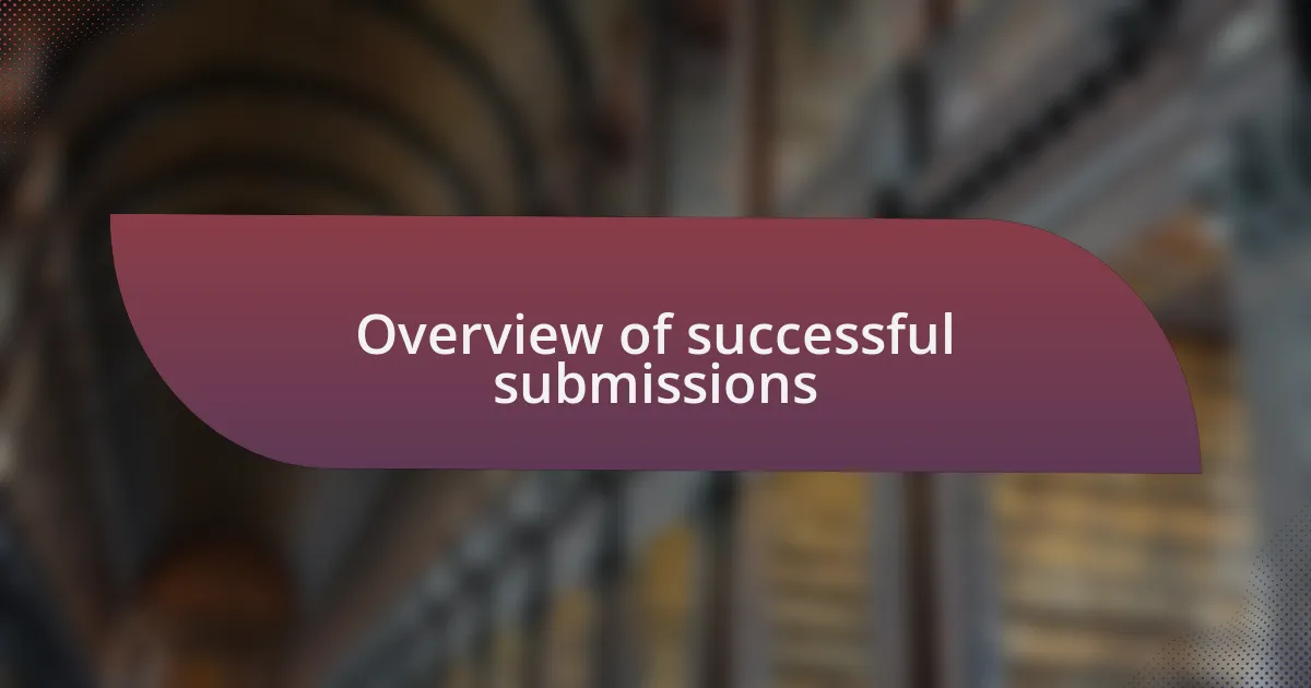 Overview of successful submissions