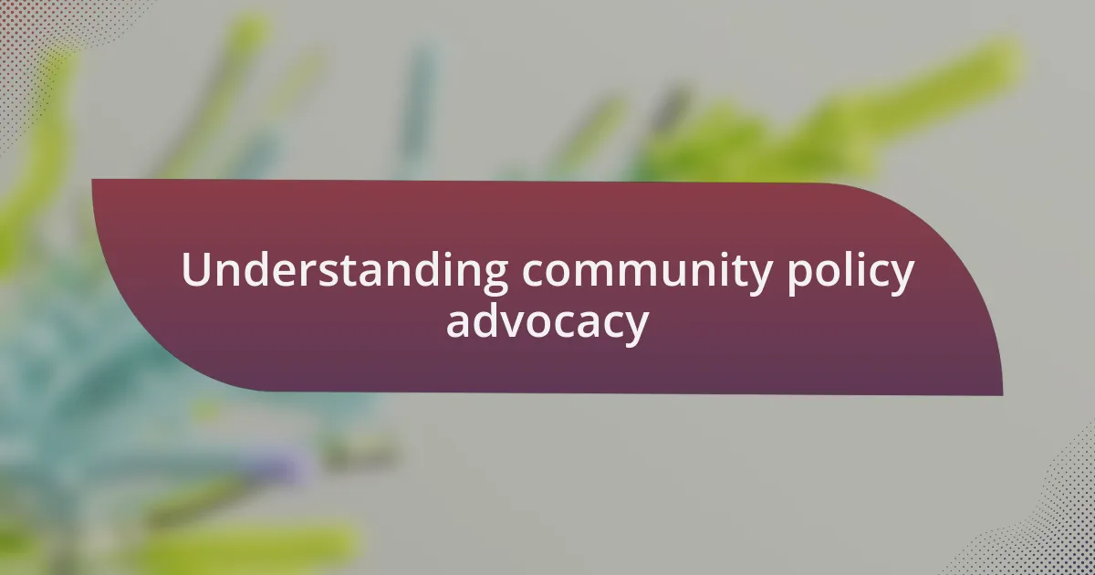 Understanding community policy advocacy