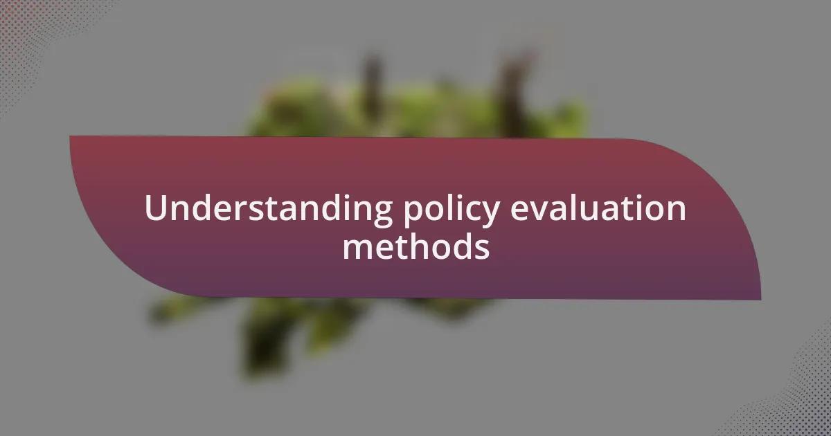 Understanding policy evaluation methods